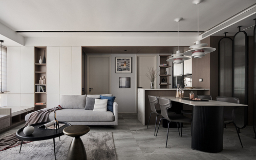 烟台99㎡现代简约风格新房装修,玻璃书房爱了!